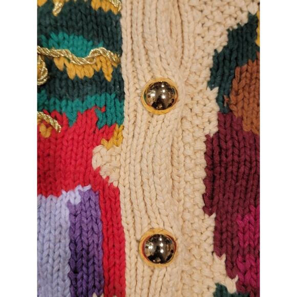 VTG Cardigan Bay Christmas Cardigan Sweater Hand Knit Sz 1X Cottagecore - Picture 9 of 12
